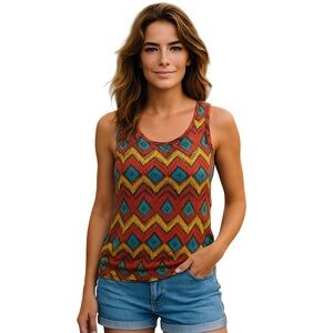 OP Red and Blue Backless Sleeveless Tank Top